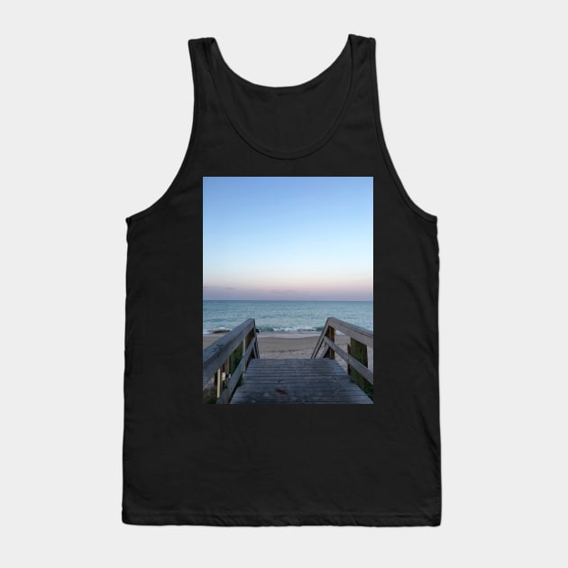 Blue Ocean Waves Sunset Tank Top by Toad House Pixels